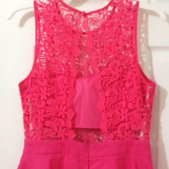 Soieblu Lace Hot Pink Romper - Picture 6 of 7